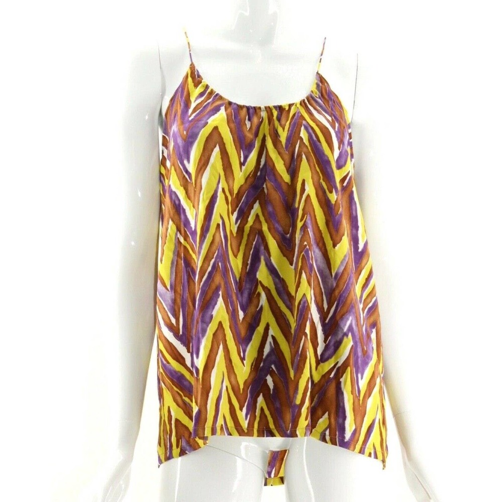 Tucker Multicolor Chevron Silk Sleeveless Top S/M